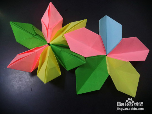 组合折纸 多瓣花朵的折法 折纸花 百度经验