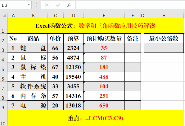 13个数学函数应用技巧解读，易学易用