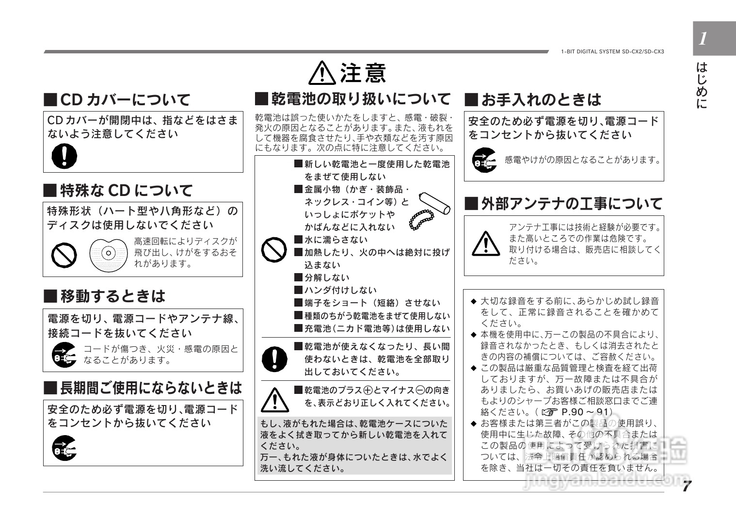 SHARP SD-CX2/CX3音响使用说明书:[1]