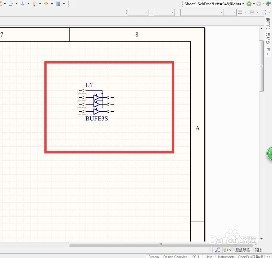 如何在AD中放置带控制脚的3位分立3状态缓冲器？