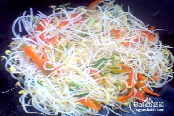 甜椒蒜苗炒豆芽-----营养美味