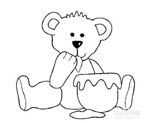 吃蜂蜜的熊宝宝的画法