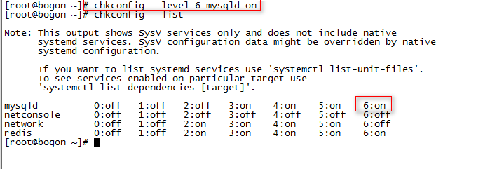 linux中设置mysql的开机自动启动