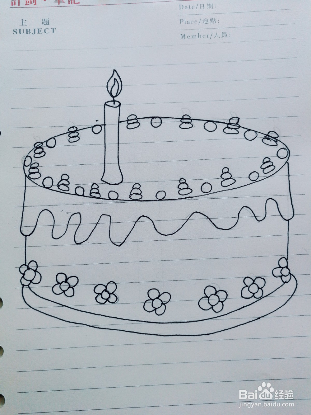 手绘生日蛋糕卡通绘本简笔画
