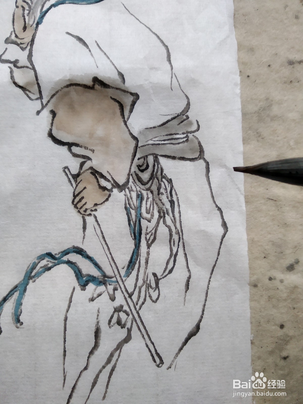 国画如何给白描的人物染颜色