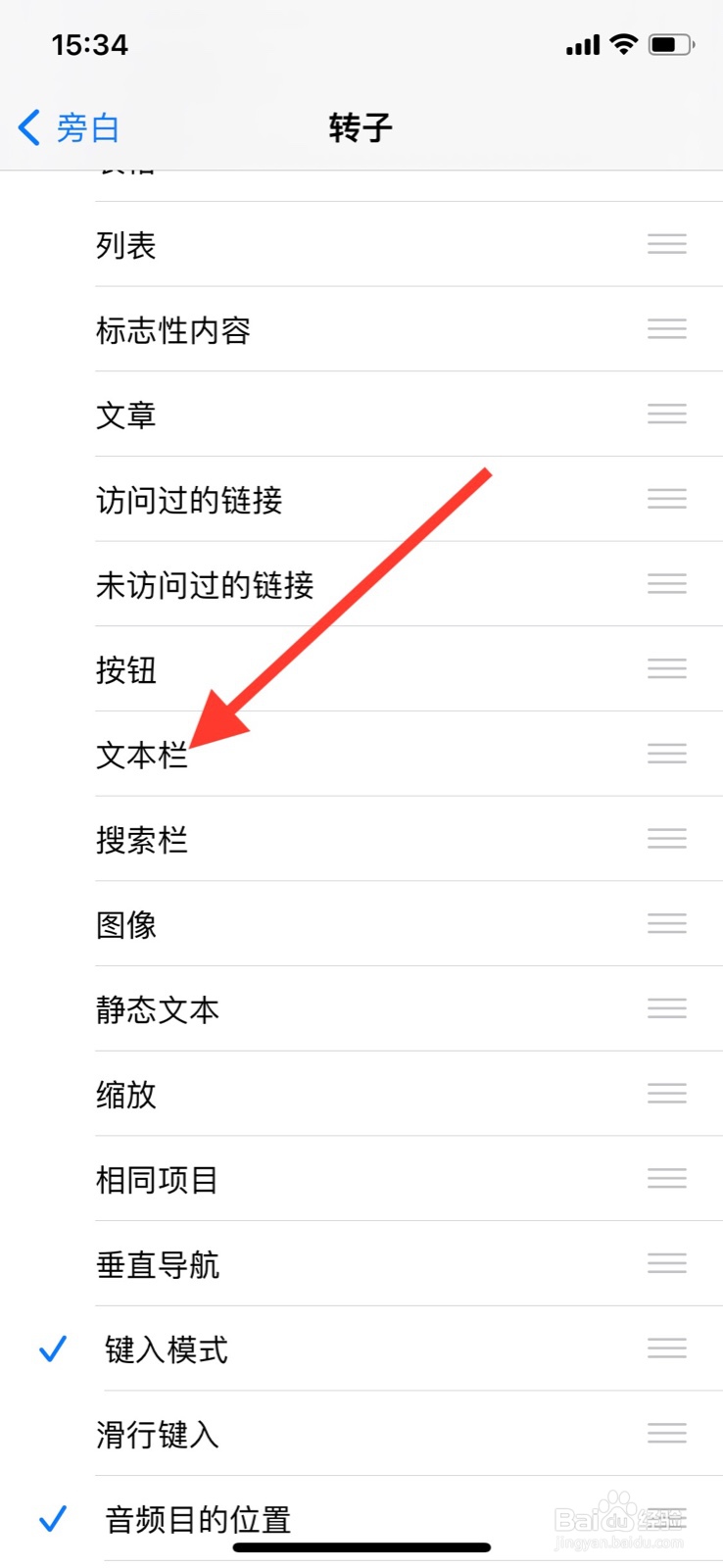 iPhone旁白转子开启“文本栏”指令