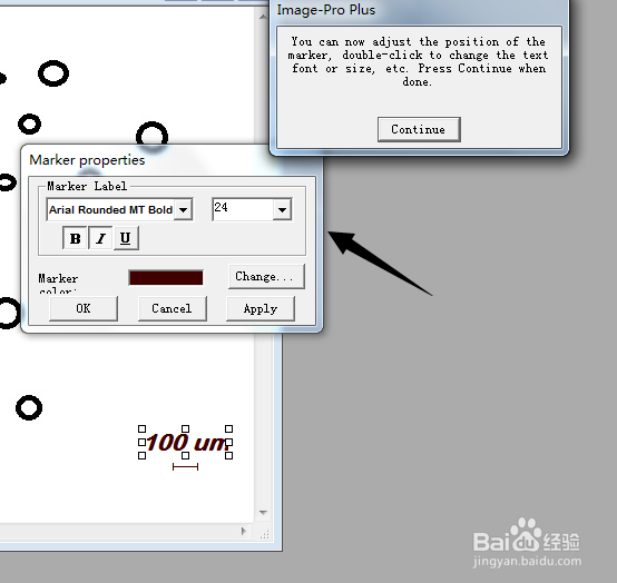 Imagepro plus 如何设置标尺数字字体？