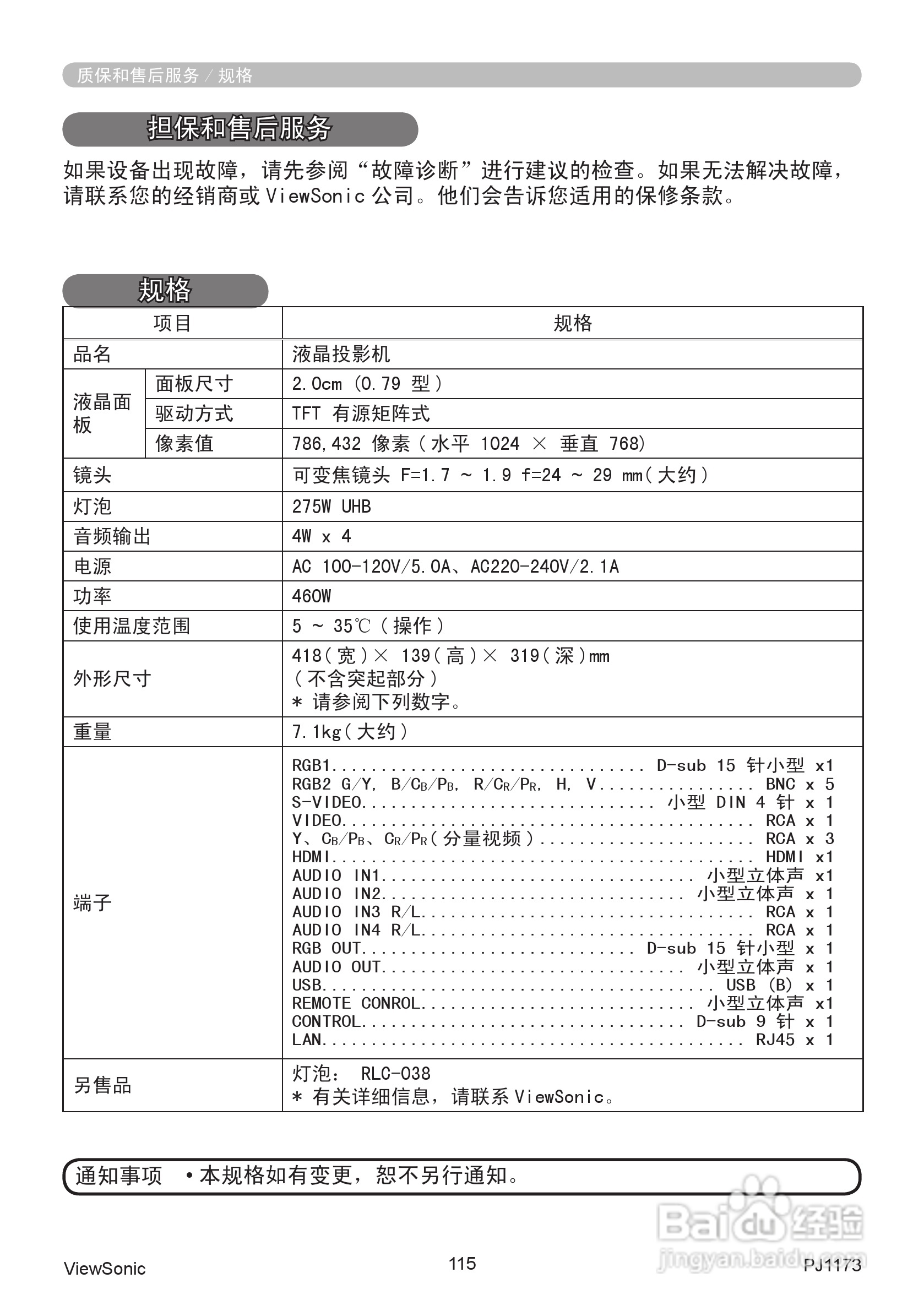 优派PJ1173投影机使用说明书:[12]