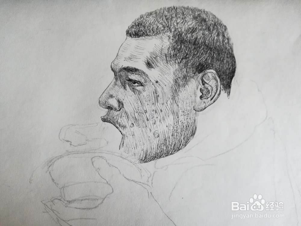 怎么画线面男生头像,线描头像