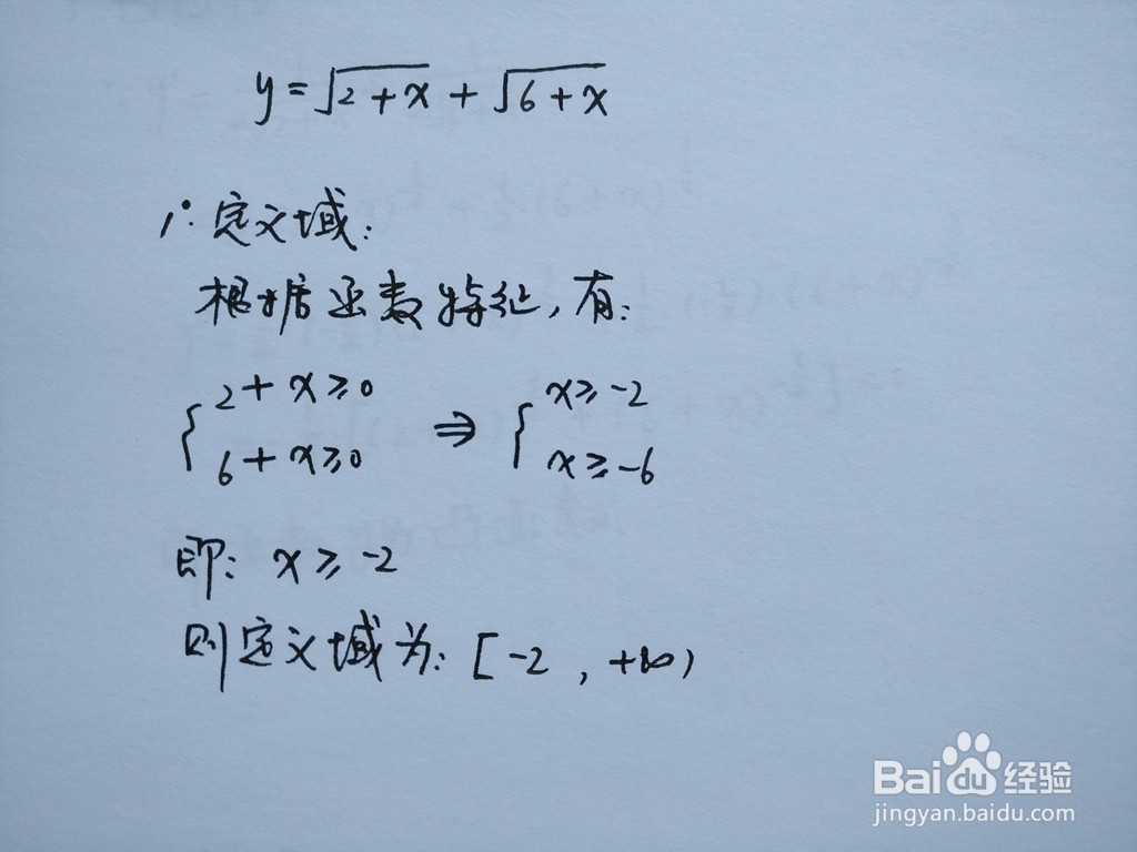 函数y=√(2+x)+√(6+x)的图像