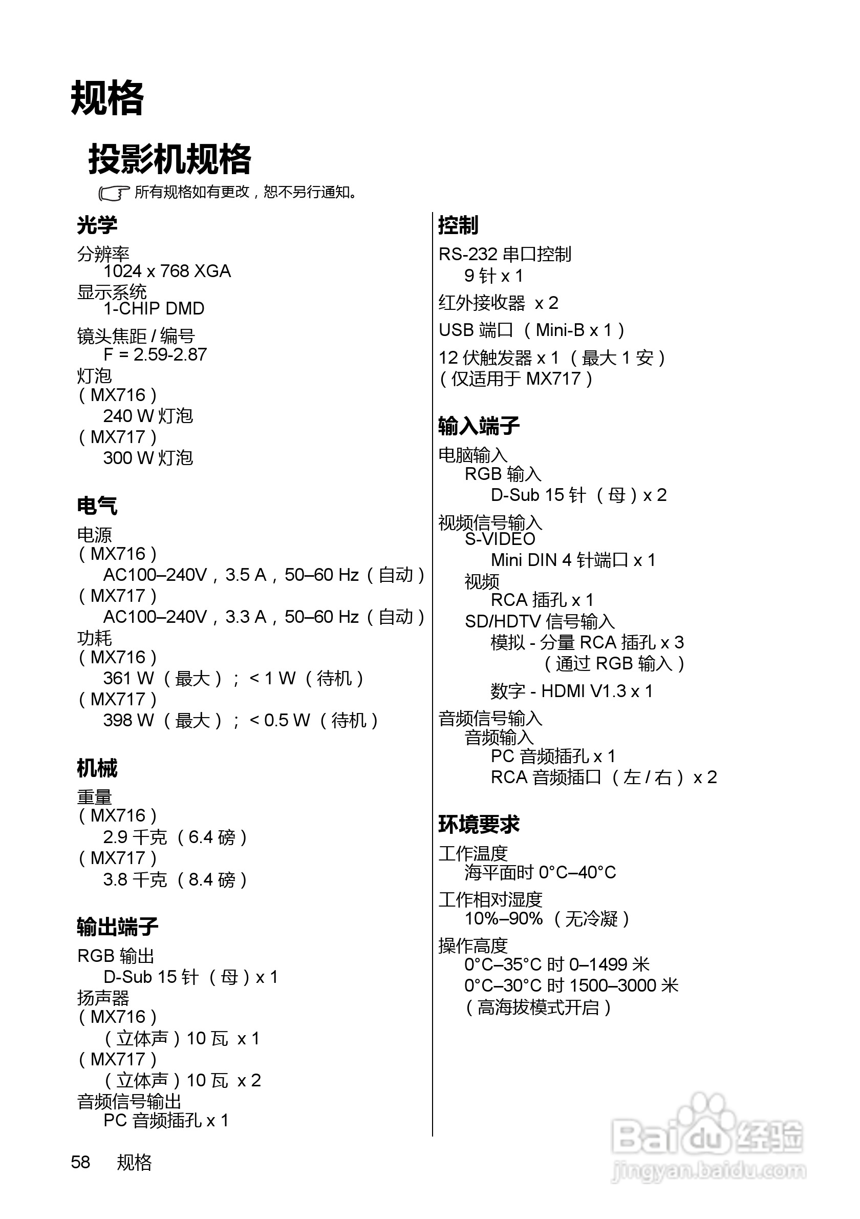 明基BenQ MX716投影机使用说明书:[6]