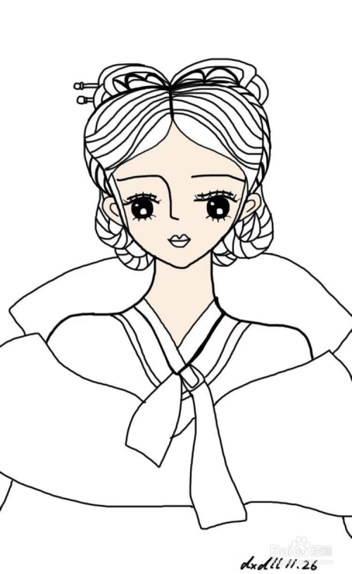 手工/爱好 > 书画/音乐1 首先打开平板电脑绘图软件,用笔画出女子的