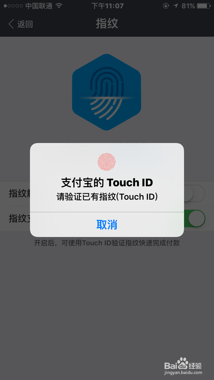 苹果6及以上系列手机如何开启支付宝指纹支付