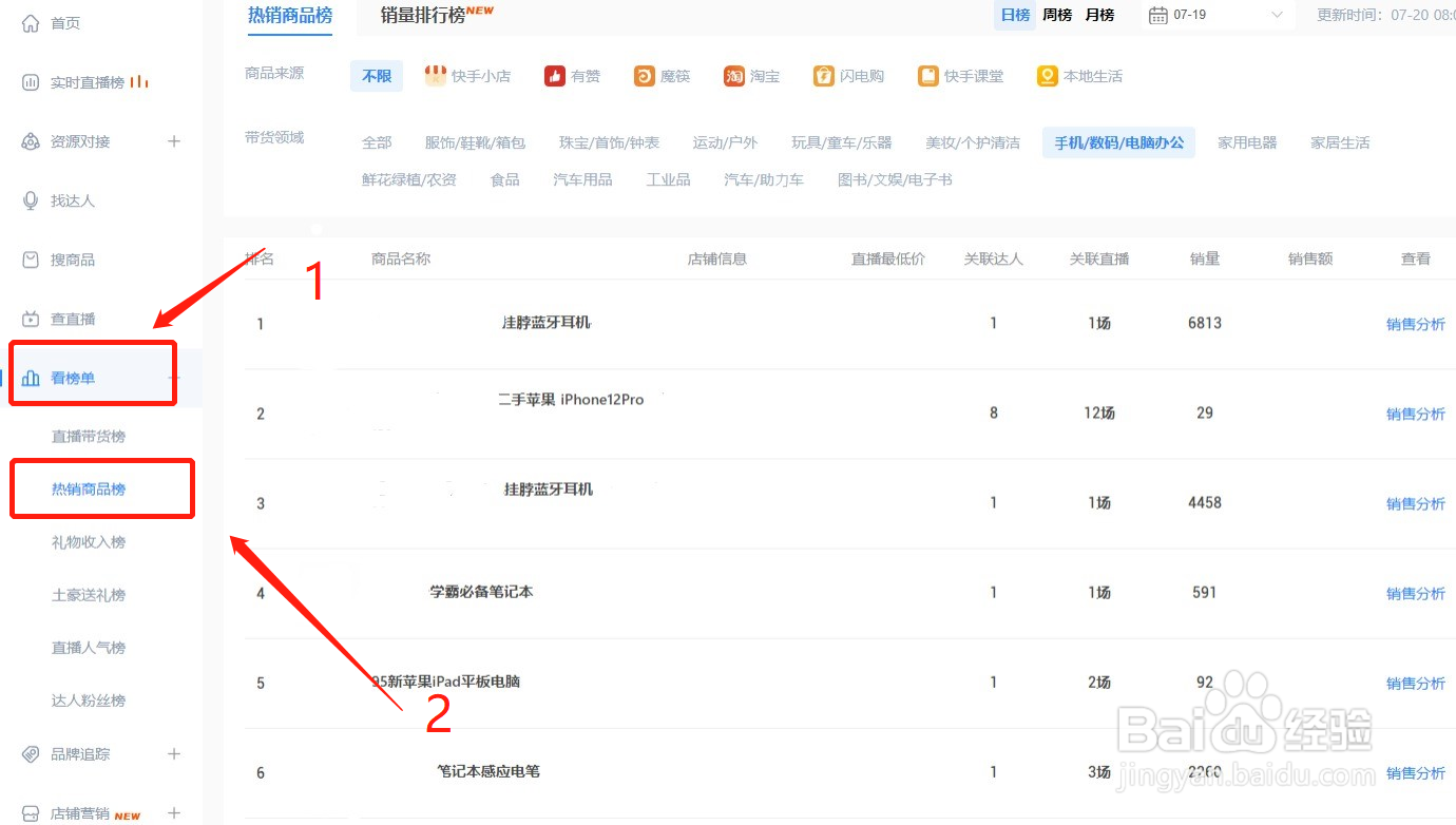 怎样查询当下最热销的数码产品？