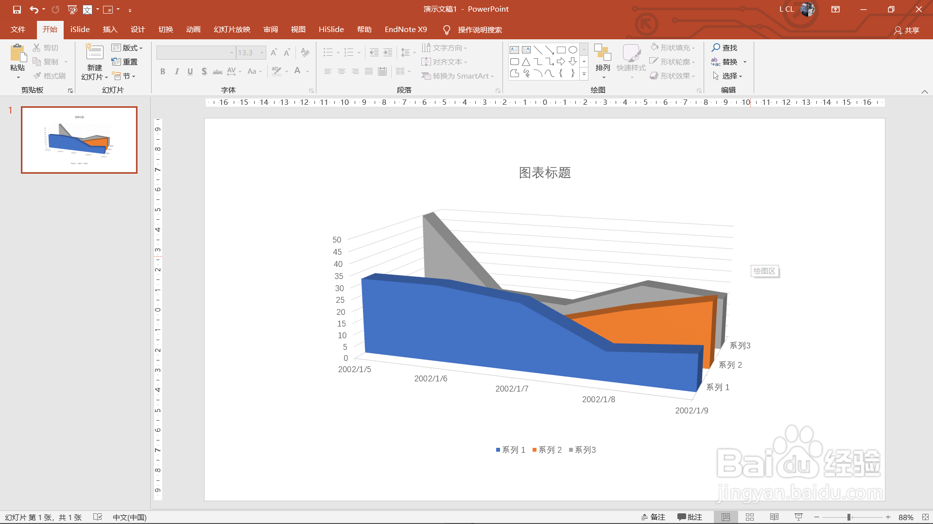 PPT如何创建三维面积图？