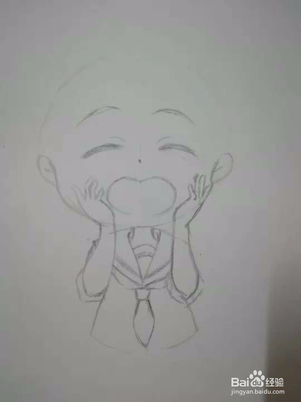 尖叫的3头身Q版漫画水手服少女人物手绘自学教程