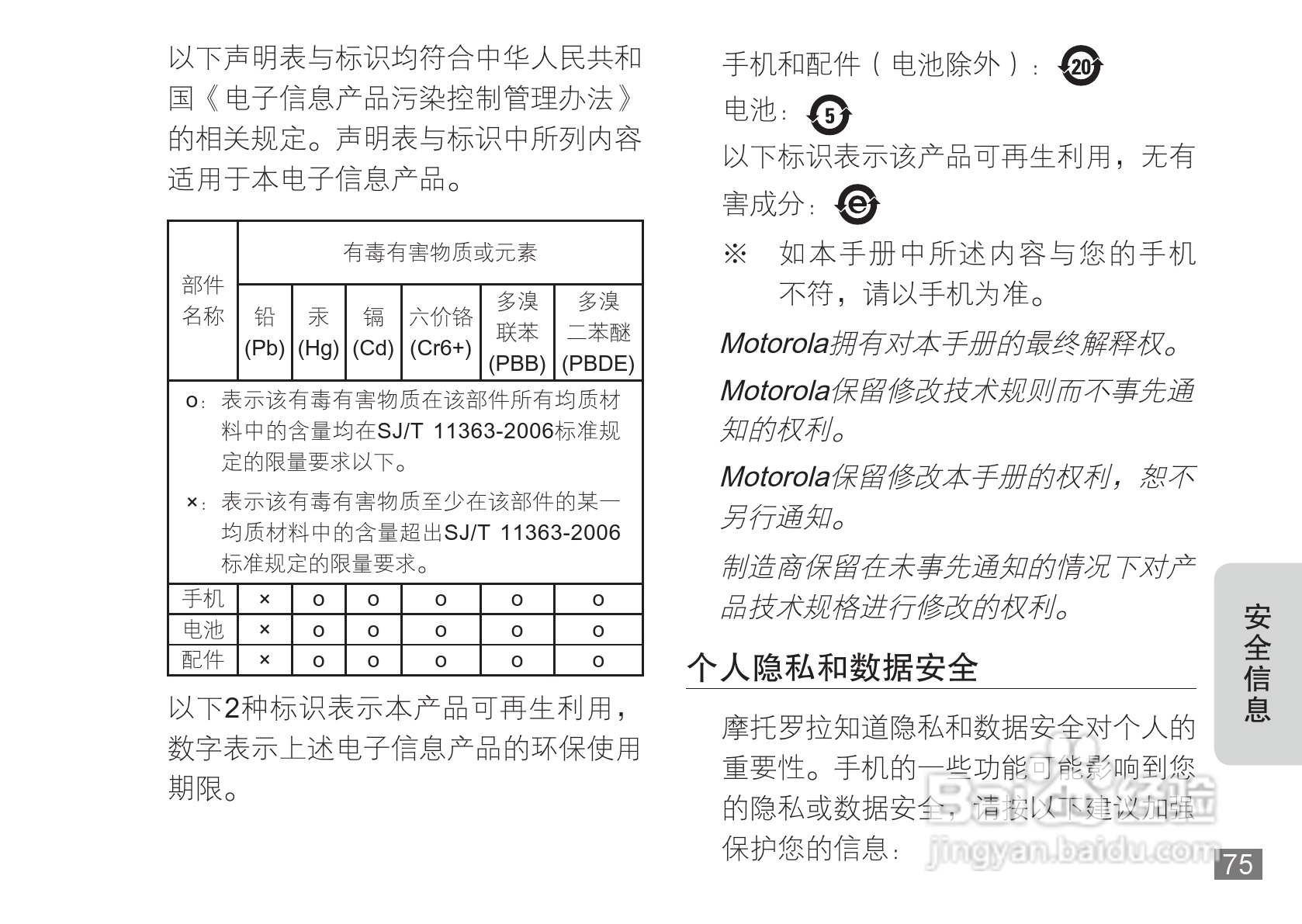 摩托罗拉A3100手机使用说明书:[8]