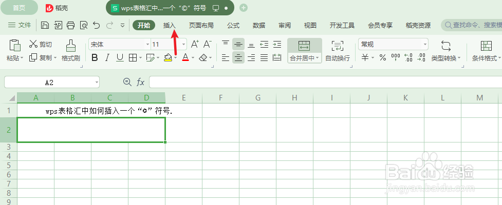 wps表格中如何插入一个“©”符号