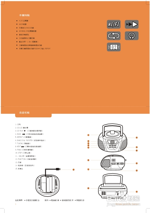 旺德电通AK-W402L手提式CD音响说明书