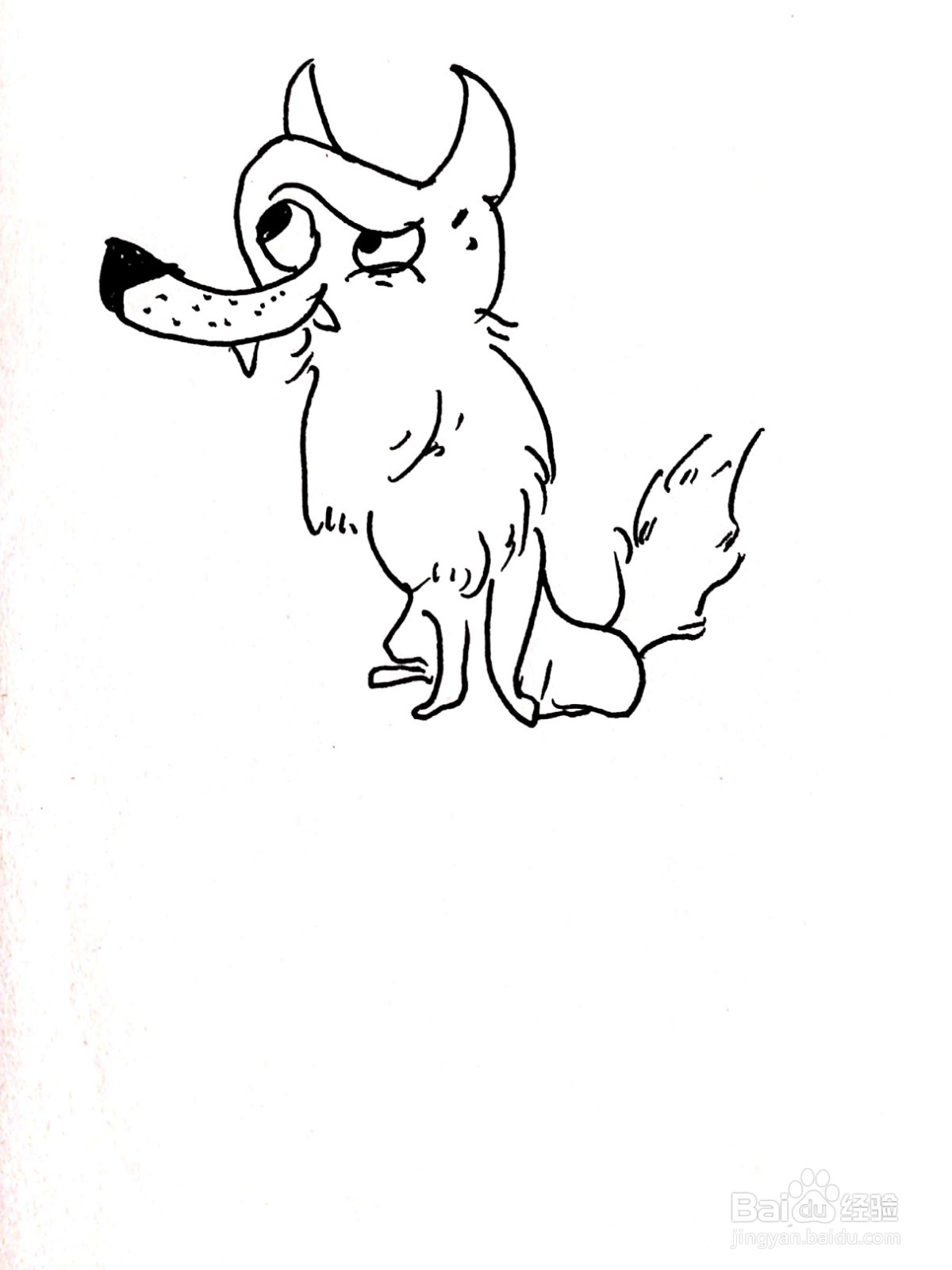 长着大鼻子的狼线描画怎么画