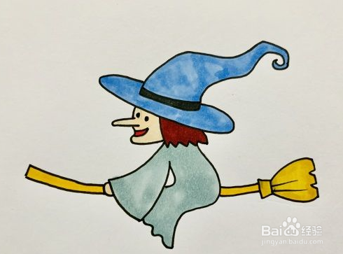 万圣节小魔女简笔画步骤教程