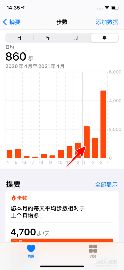 苹果手机怎样查看某个月的平均步数