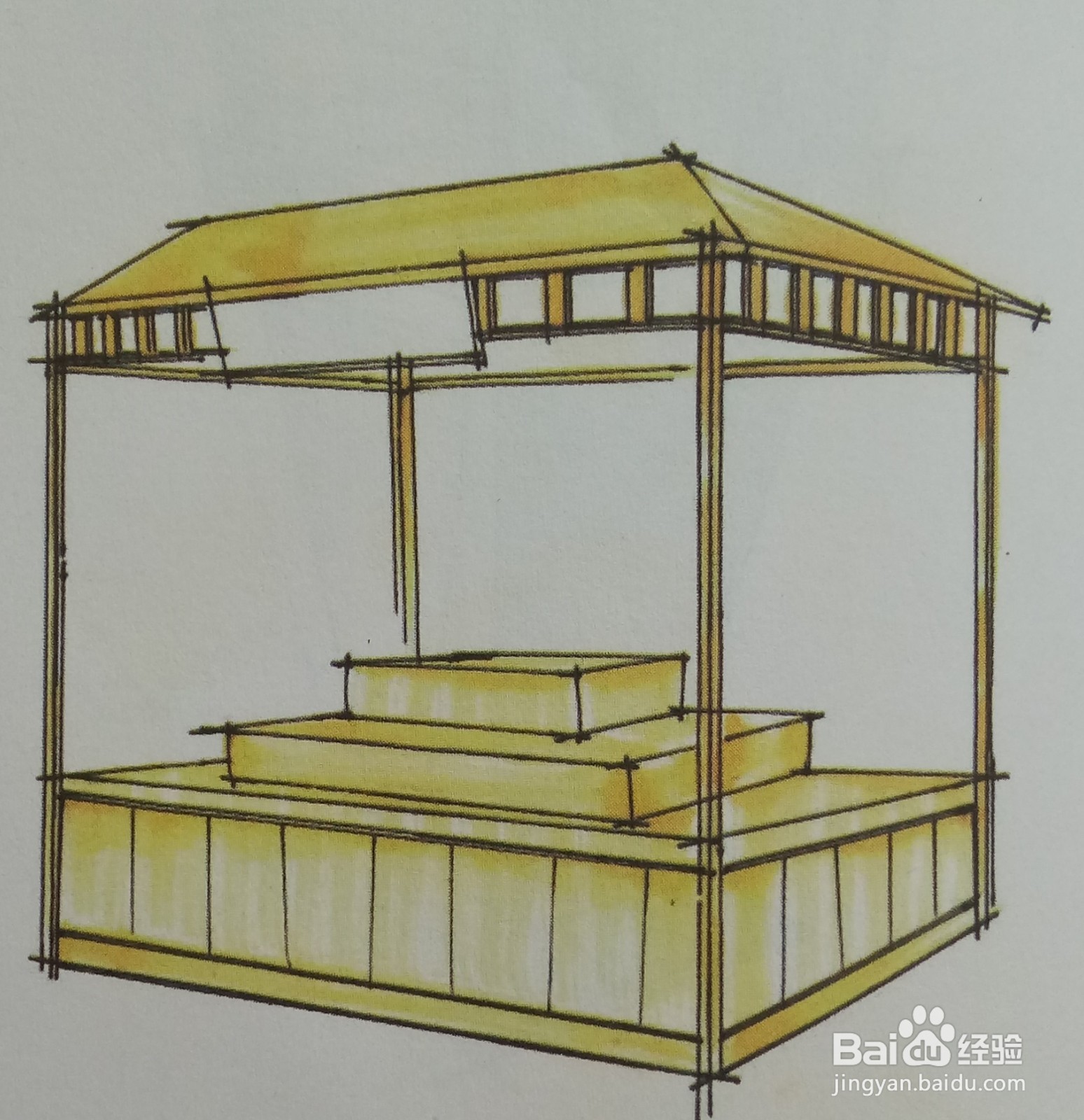 马克笔手绘木质展柜