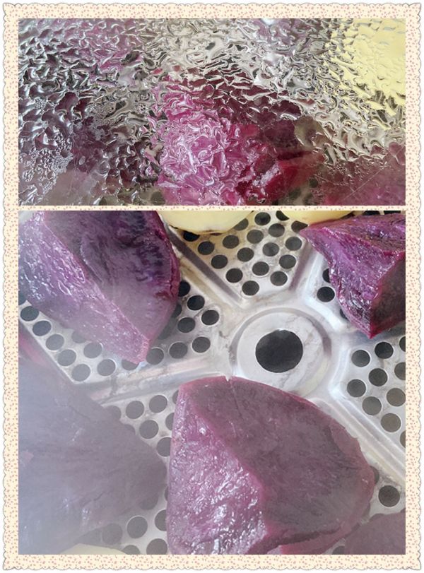 蜜豆馅紫薯糯米饼