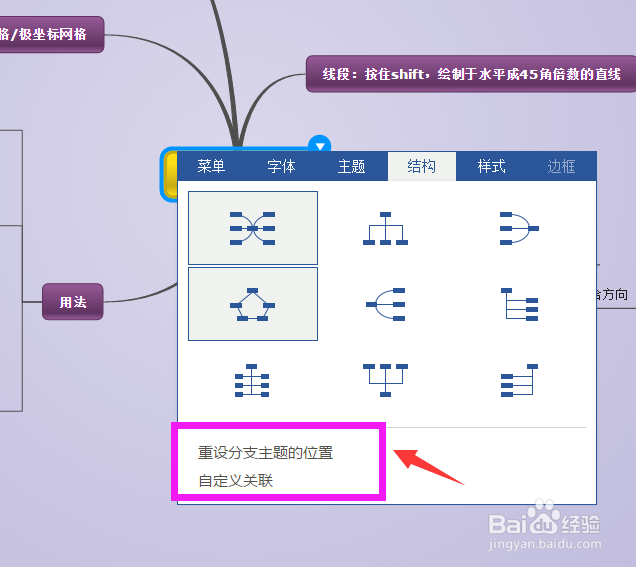 迅捷思维导图中的结构怎么换