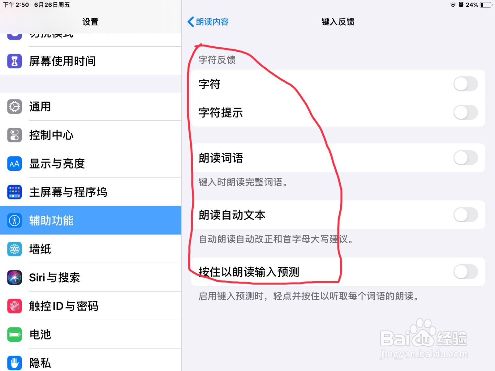 iPad怎么设置键入反馈