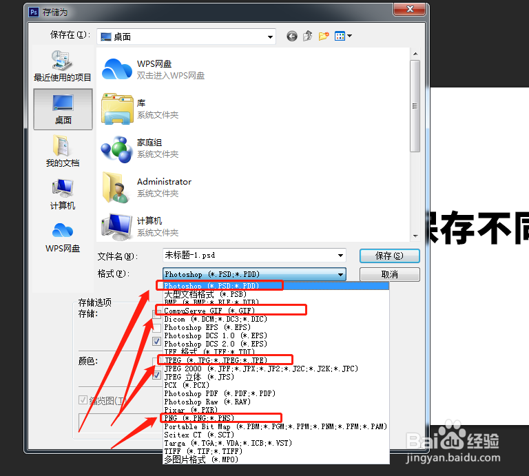 ps怎么存储不同的格式