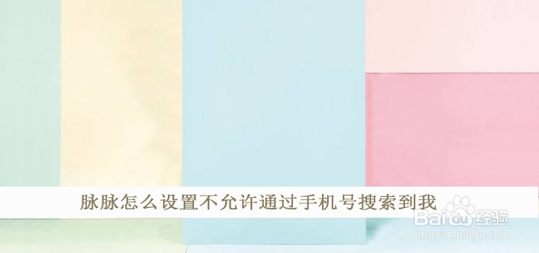 脉脉怎么设置不允许通过手机号搜索到我