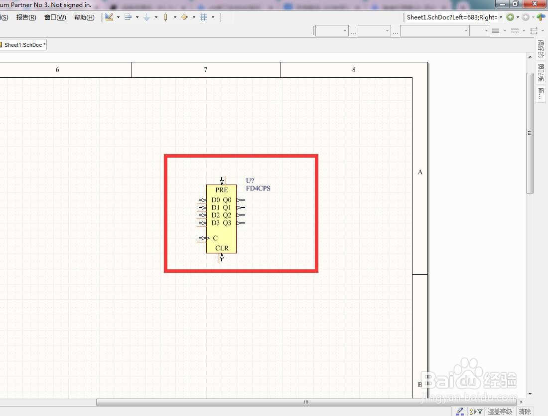 如何在AD中放置4位预置清除置位D型触发器？