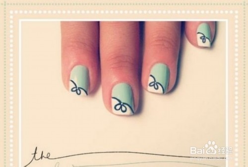 蝴蝶结法式美甲DIY教程