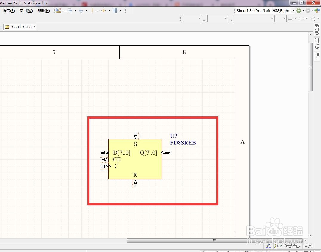 如何在AD中放异步置复位使能总线8位D型触发器?