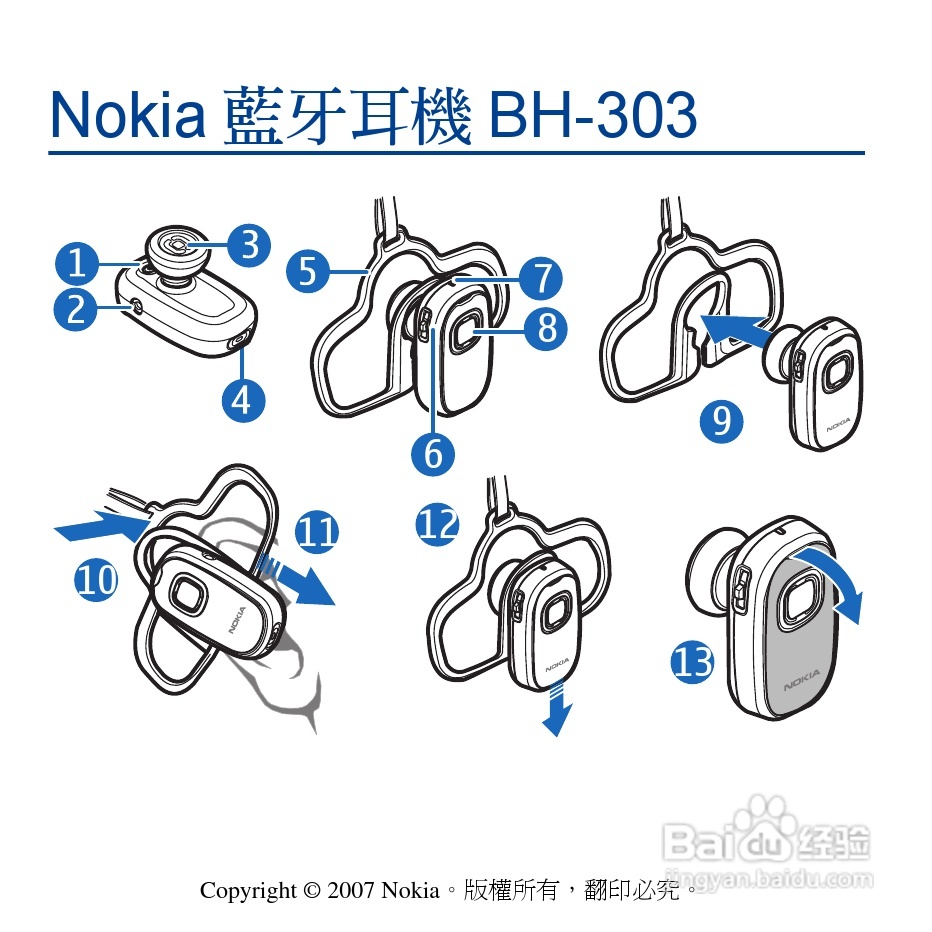 Nokia蓝牙耳机BH-303说明书:[3]