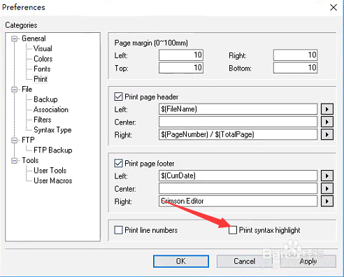 Crimson editor怎么设置高亮度打印语法