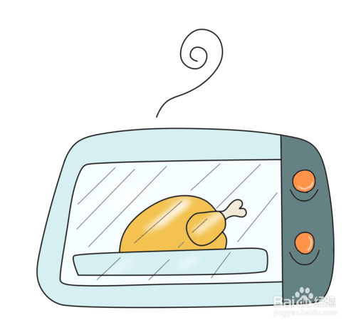 简笔画--烤箱中的鸡腿画法