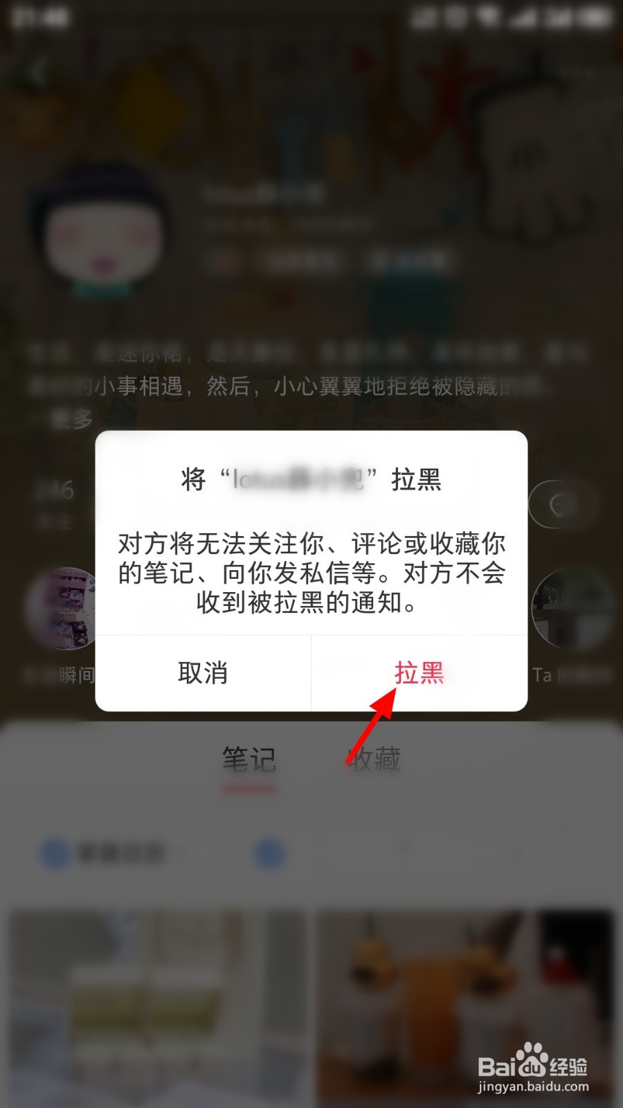 小红书如何拉黑人