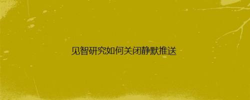 见智研究如何关闭静默推送