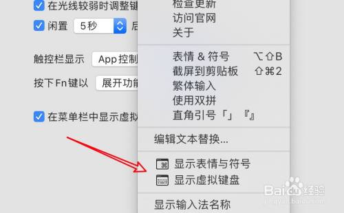 mac电脑怎么设置在菜单栏显示虚拟键盘？