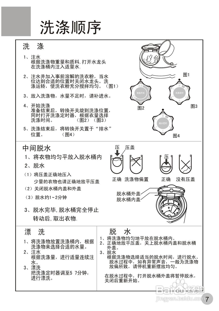 海尔双桶洗衣机XPB25-0623S型使用说明书