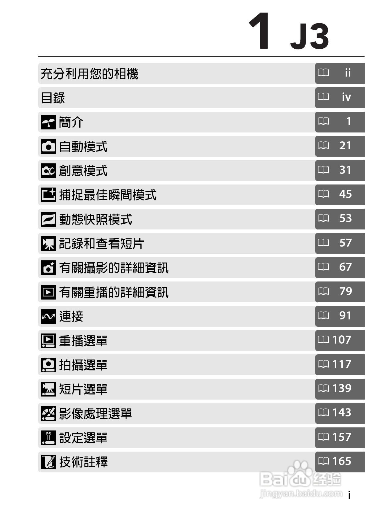 尼康Nikon 1 J3数码相机说明书:[1]
