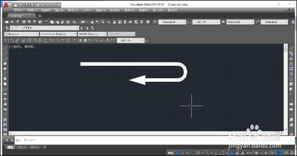 CAD如何画弯曲箭头？