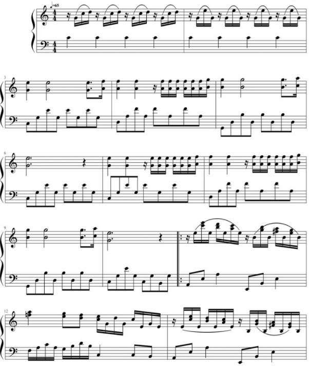 求钢琴简谱《水边的阿狄丽娜》