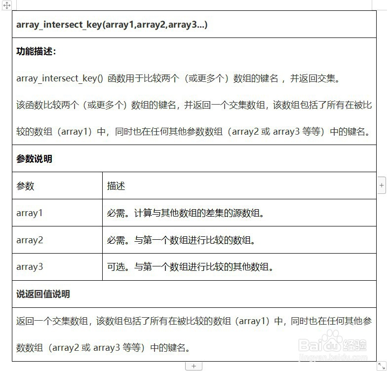 PHP如何比较数组键名与其他数组键名的交集
