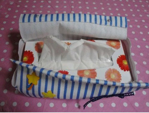 手工DIY清爽条纹餐巾纸盒套