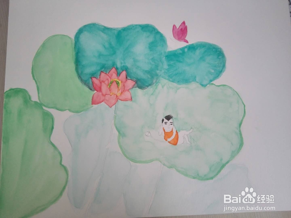水彩画经验分享之荷花宝宝