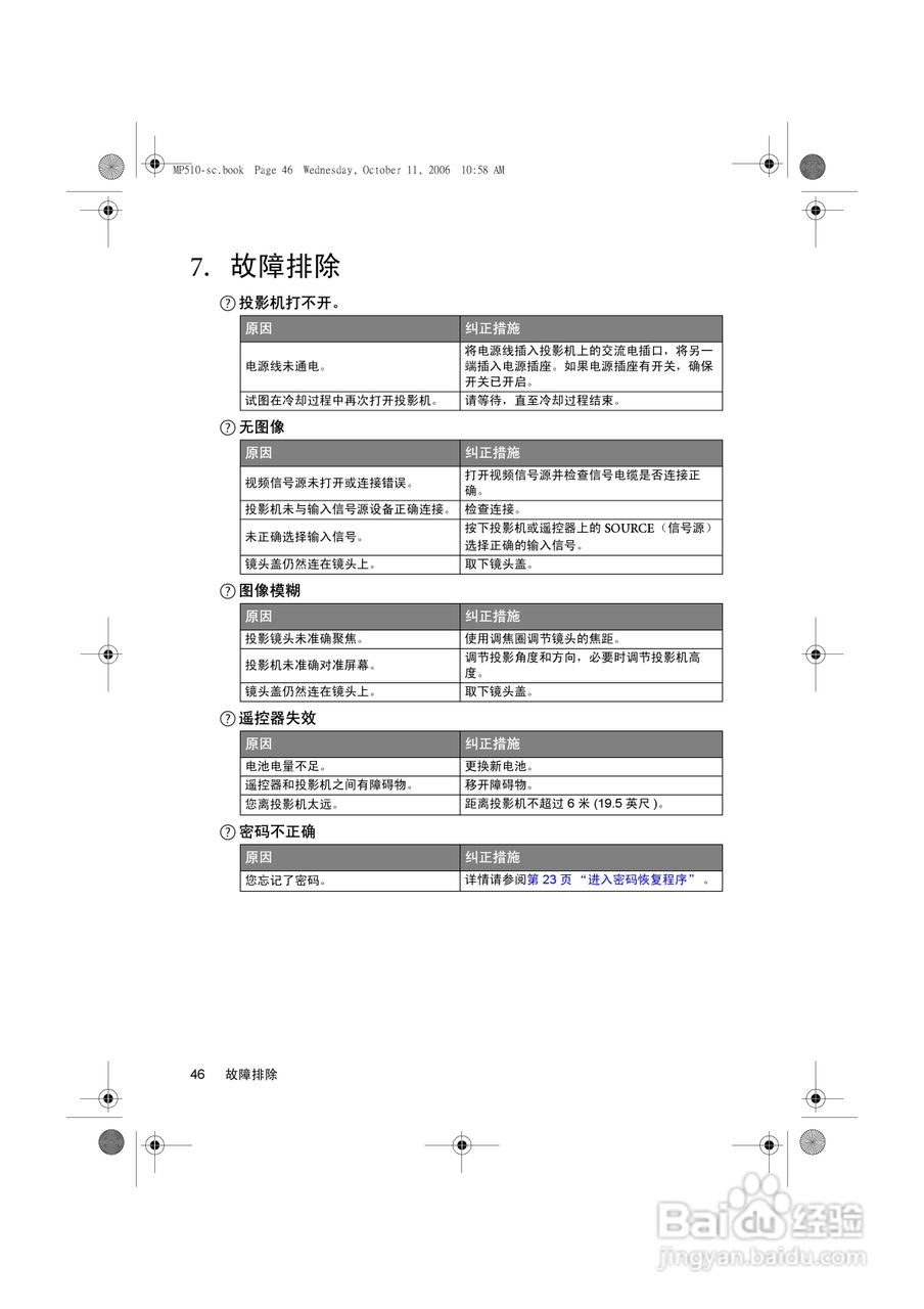 明基MP510投影仪使用说明书:[5]