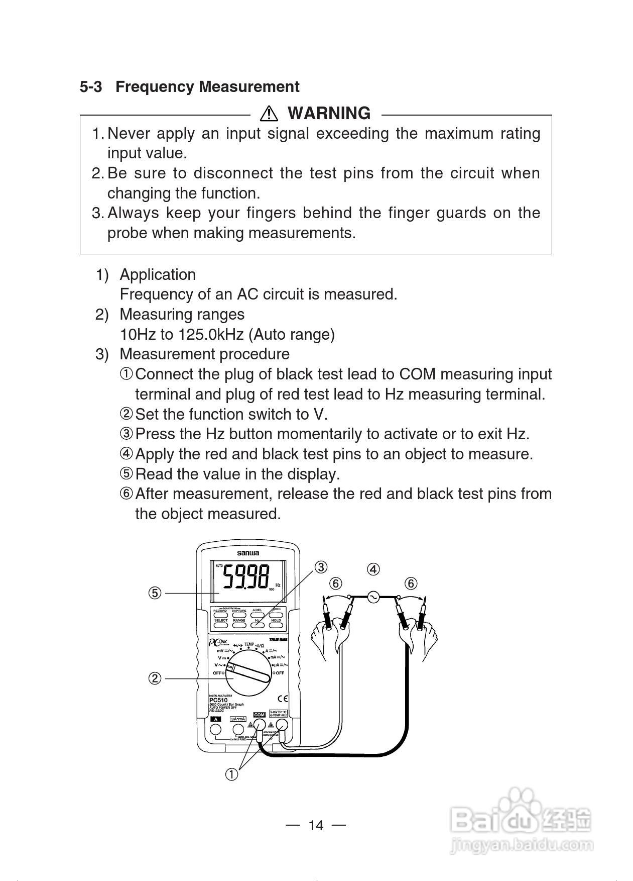 日本三和Sanwa数字万用表PC-500/PC-510说明书:[2]